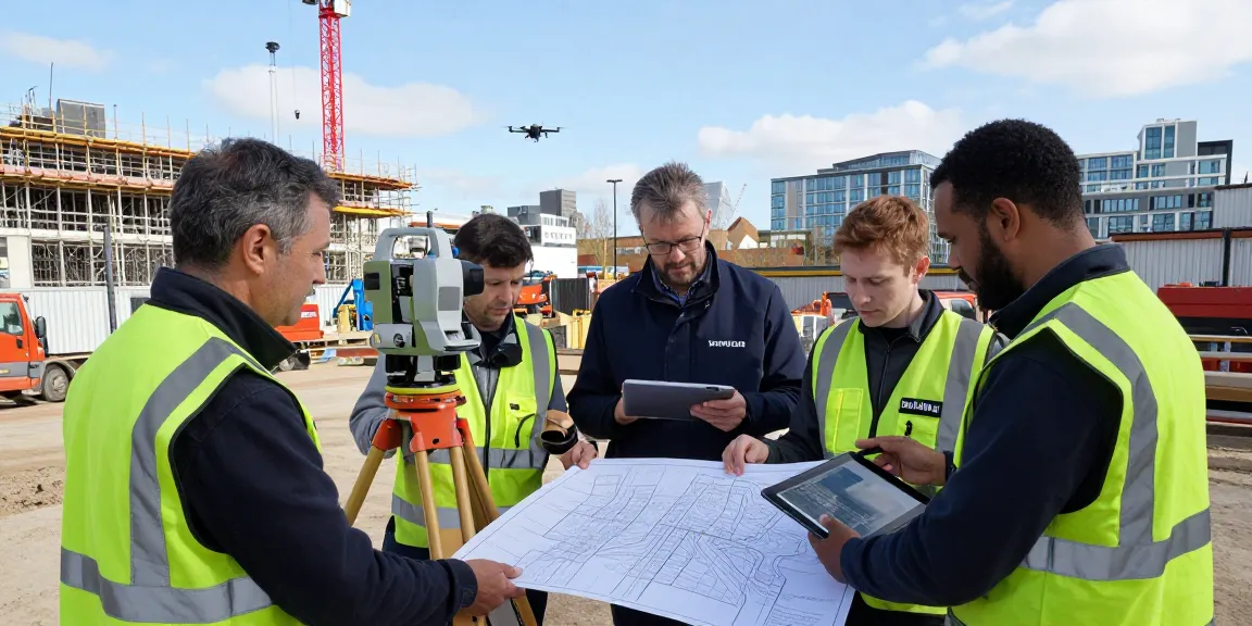 Measured Building Surveys london & Surrey & Sussex by professional surveyors at a construction site in London with laser scanners and drones.