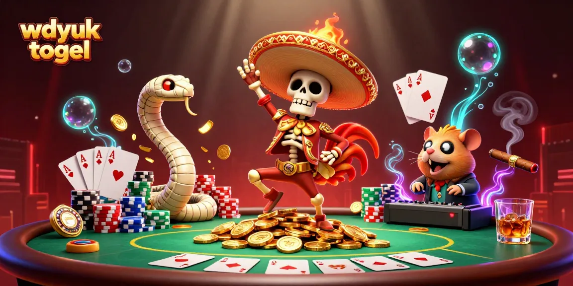 Engage in wdyuk togel excitement with a vibrant 3D scene showcasing casino elements.
