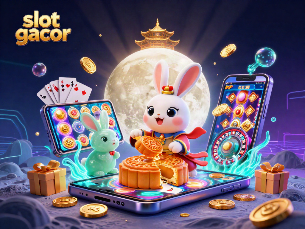 Experience the thrill of slot gacor with a vibrant moon-themed casino scene.