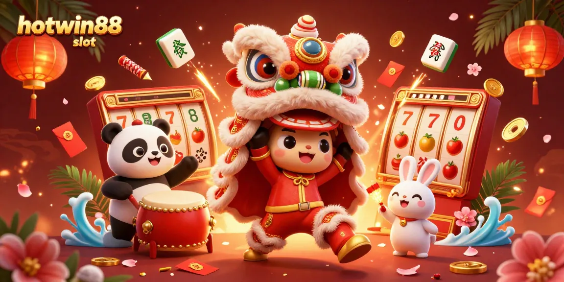 Immerse in the excitement of hotwin88 slot with colorful 3D characters amid vibrant casino elements.