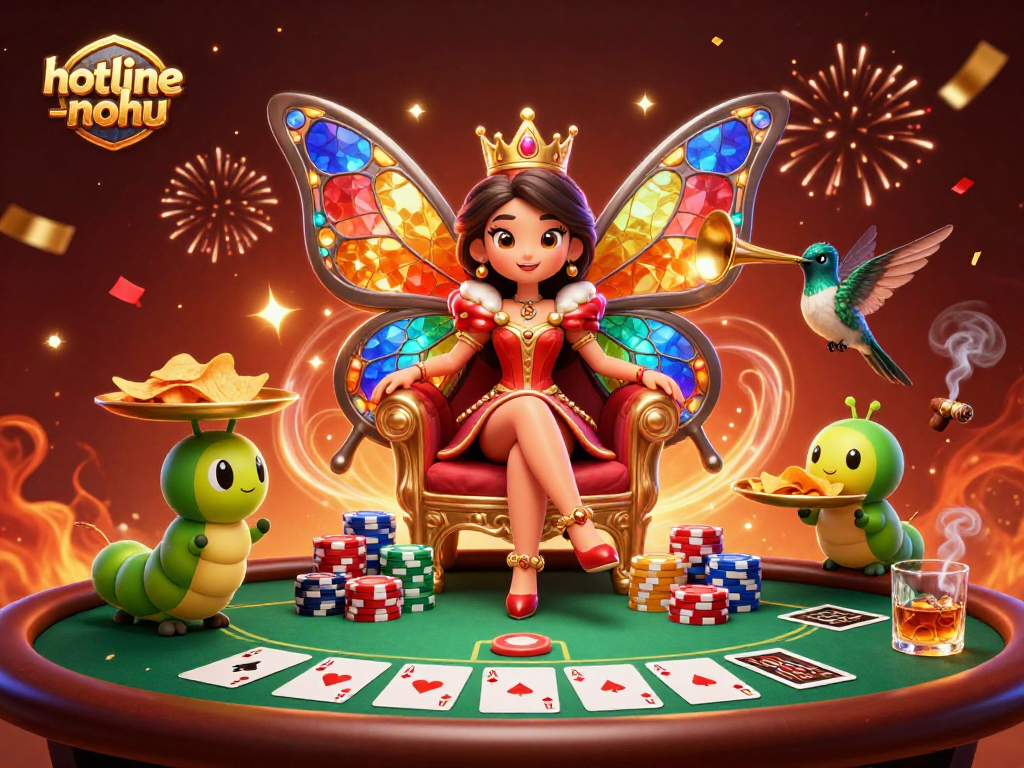 Engage in the thrilling world of hotline-nohu as the butterfly queen presides over a vibrant casino scene.