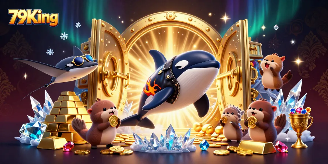 Experience the thrilling world of 79King casino with vibrant characters and gold treasures.