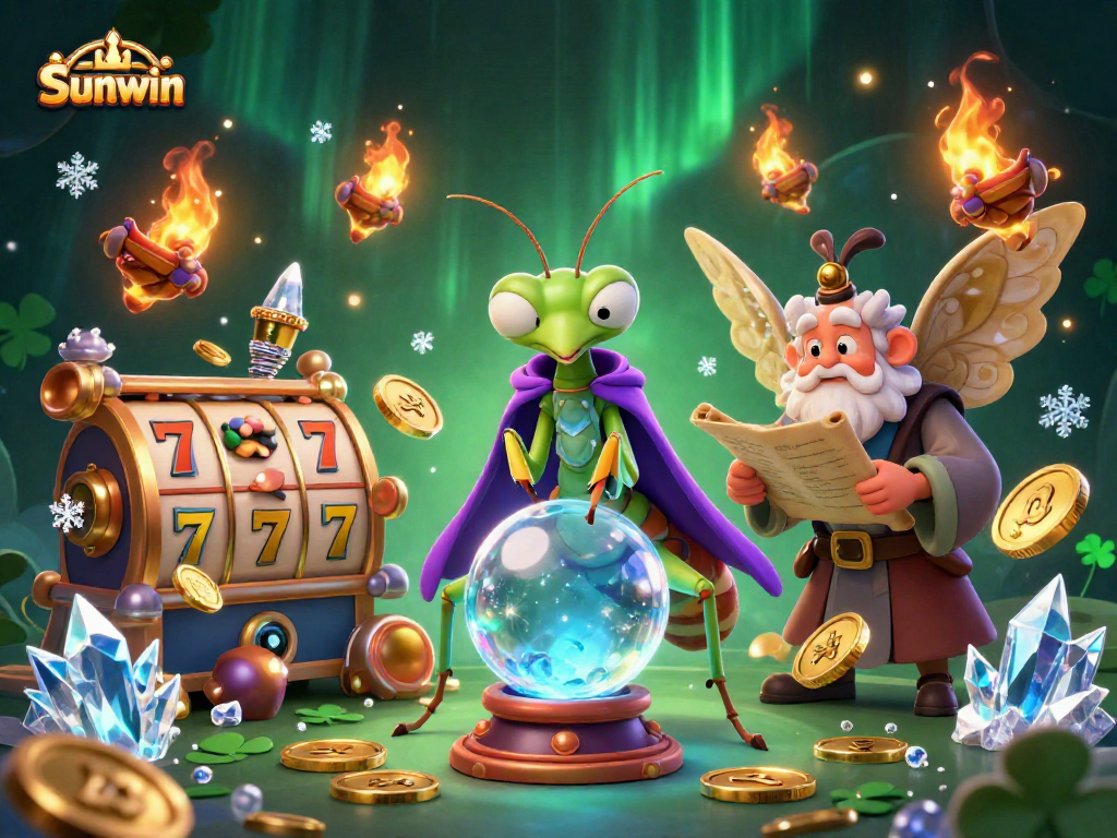 Sunwin's engaging slot experience with vibrant characters and casino elements in dynamic action.