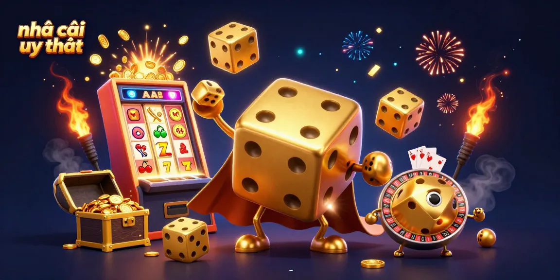 Experience the best of nhà cái uy tín with a vibrant casino scene featuring lively characters and winning symbols.