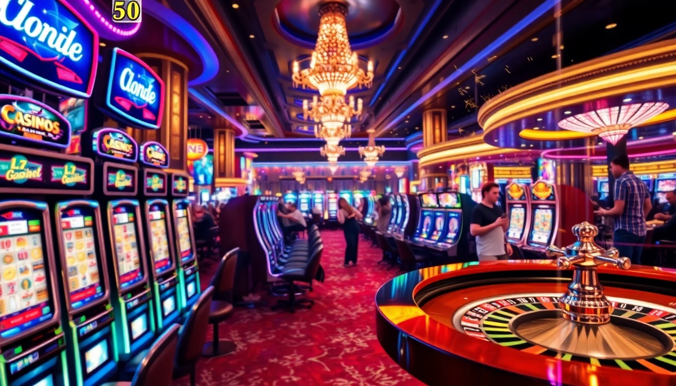 Main view of ora78 casino slot machines and roulette table, showcasing vibrant playing atmosphere.