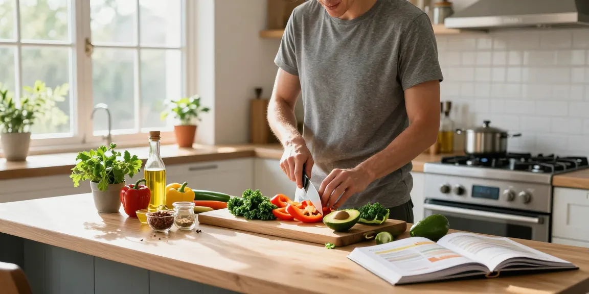 Healthy cooking scene with MiraviGLP ingredients highlighting nutritious meal preparation.