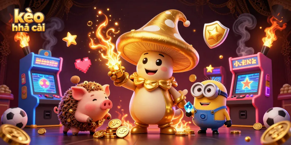 Win big at kèo nhà cái with our golden wizard and magical treasures, showcasing vibrant gaming elements for a thrilling experience.