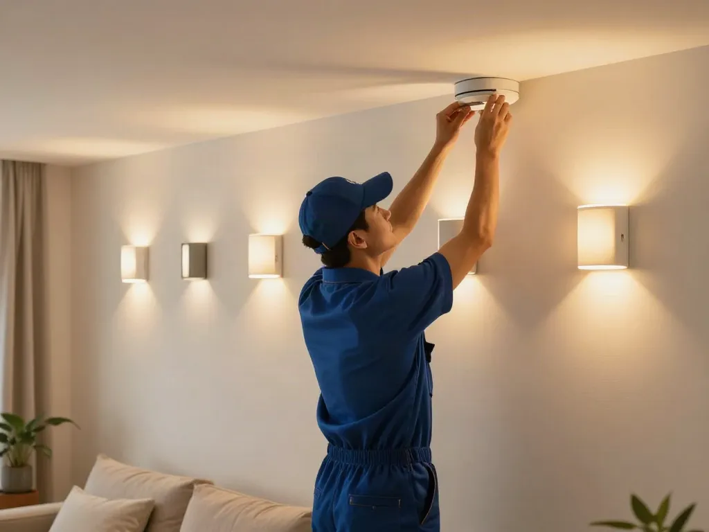 Aplica LED senzor în utilizare, montaj profesionist în comunitate locală