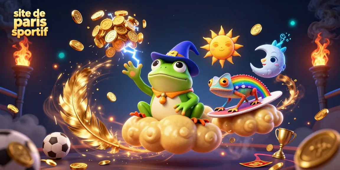 Plongez dans l'univers du site de paris sportif avec des personnages colorés et des éléments de jeu vibrants.