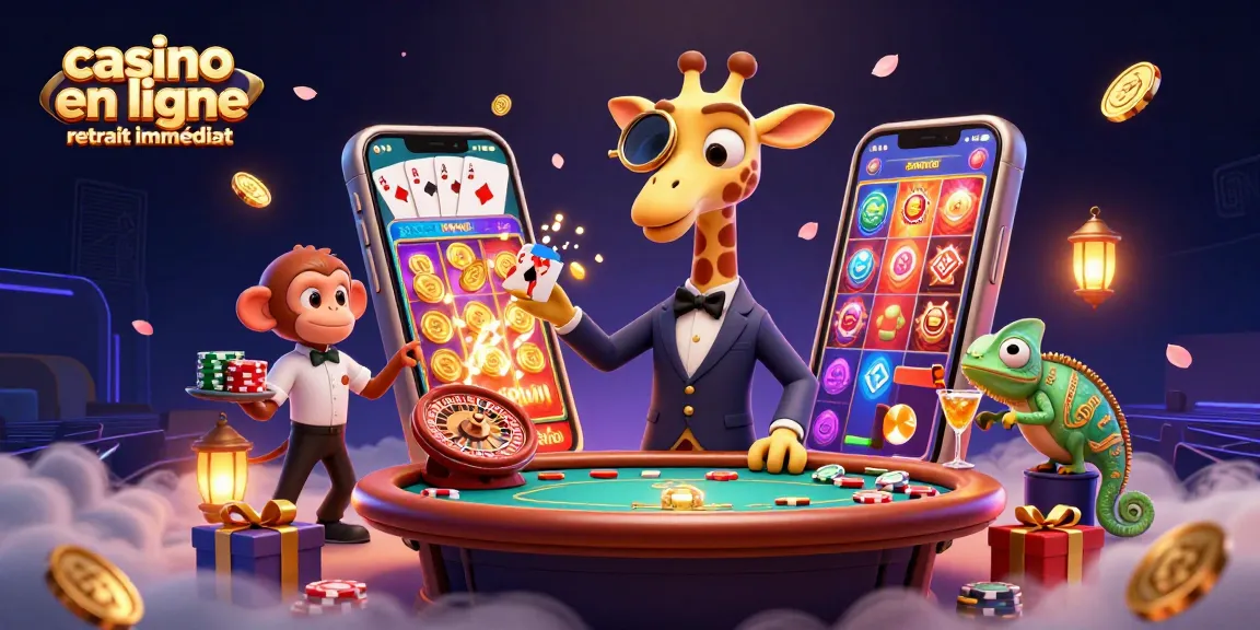 Jouez sur un casino en ligne retrait immédiat avec une ambiance festive et des personnages vibrants.