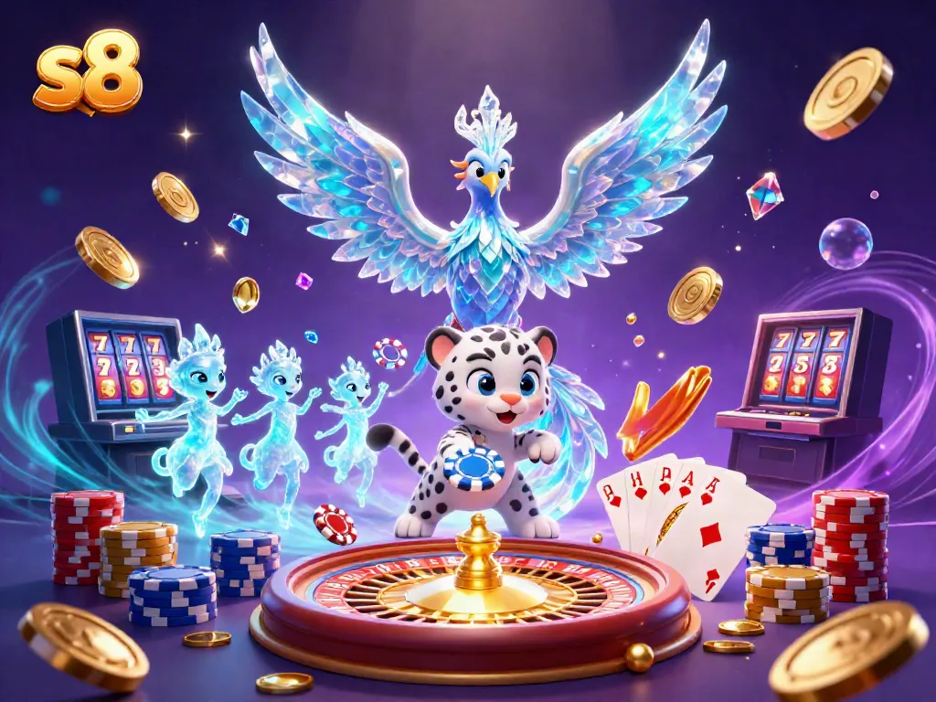 Experience the thrill of s8 gaming with an ice phoenix, poker chip play, and dazzling casino action.