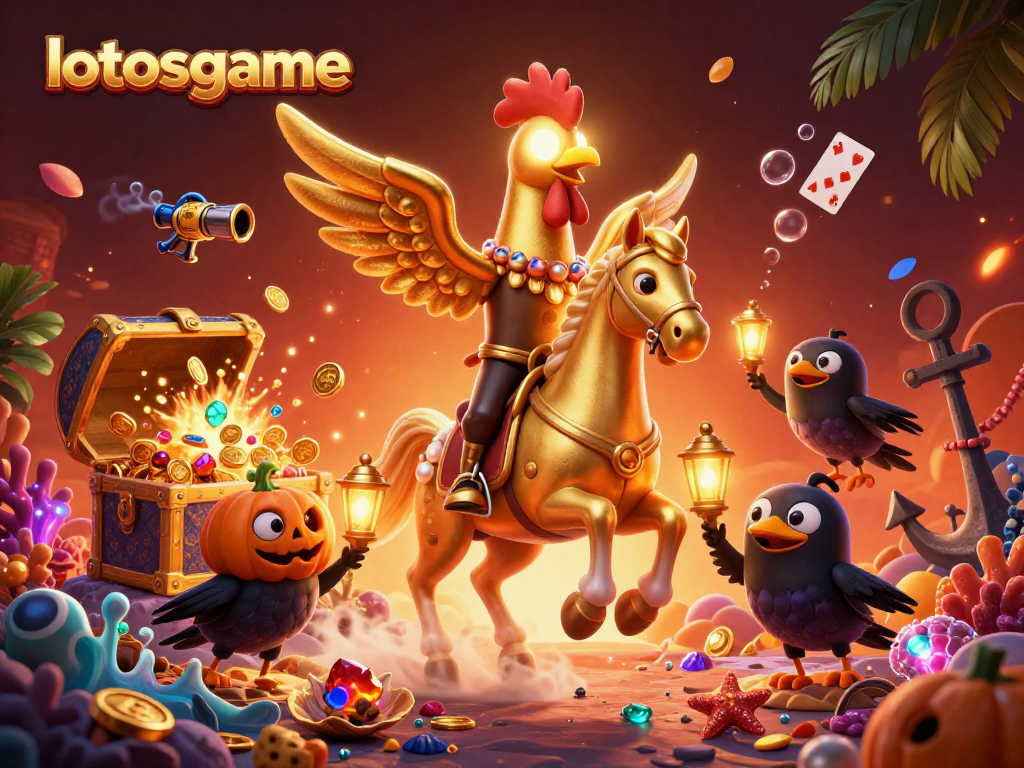 Experience the excitement of lotosgame with thrilling action amid golden coins and vibrant gems.