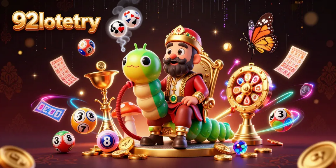 Experience the excitement of 92lottery with a vibrant 3D illustration of a whimsical scene filled with game elements.