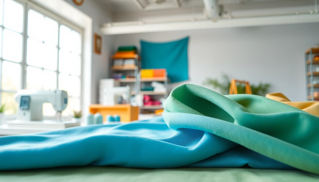 Kreukvrije stoffen in een kleurrijke naaicreatieve setting met verschillende texturen en materialen.