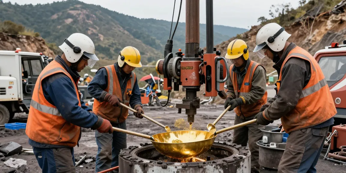 NAGA2000 mining professionals using advanced equipment in a dynamic gold mining operation.