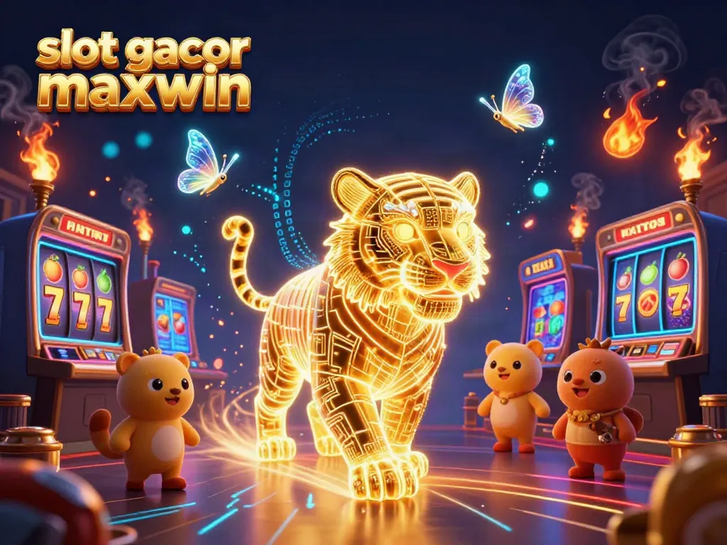 Experience the thrill of slot gacor maxwin with vibrant casino elements in a dynamic scene.