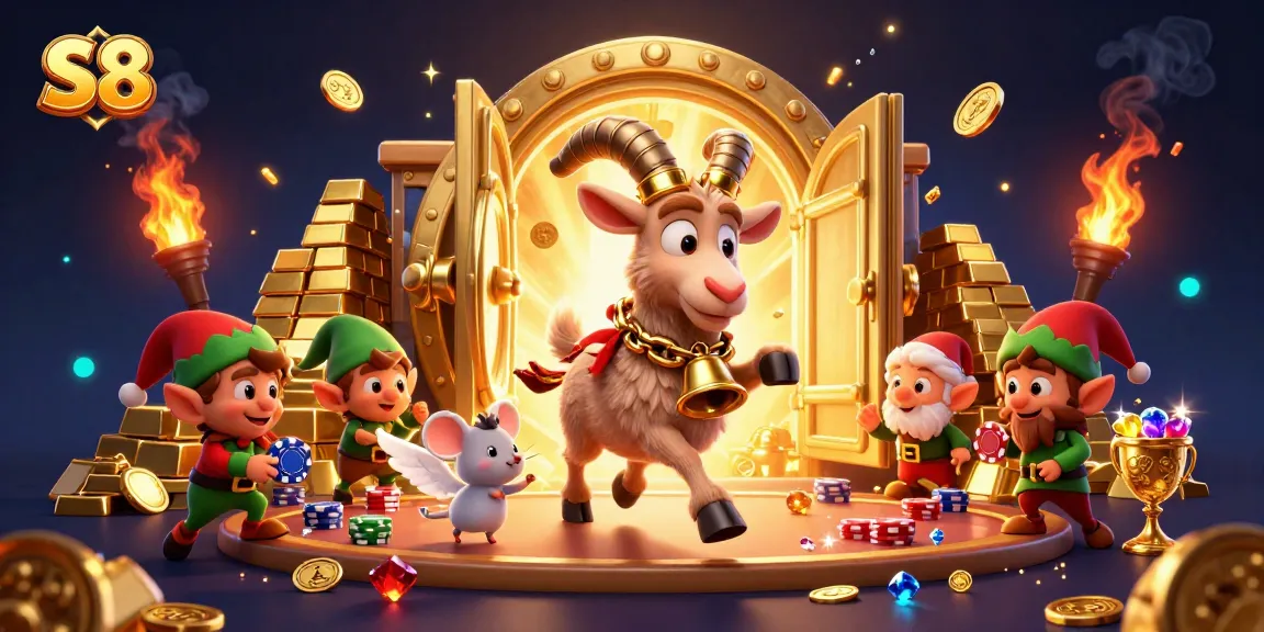 S8's lively casino scene with Krampus, an angel mouse, and gremlins engaged in playful bets.