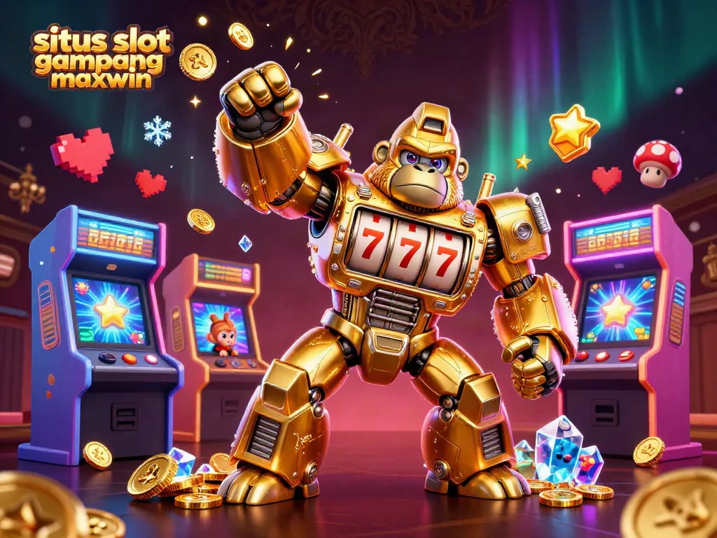 Winning big with situs slot gampang maxwin in an exciting casino scene with vibrant characters and game elements.