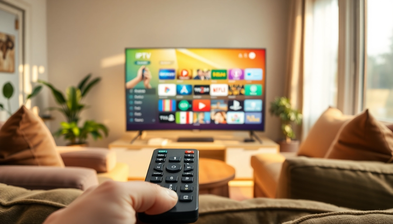 Experience IPTV Free Trial No card in a cozy home setup with vibrant channel options.