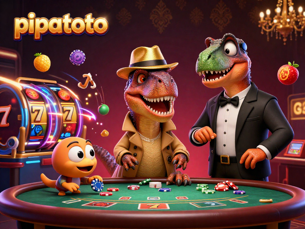 Experience thrilling action with pipatoto at this colorful blackjack scene featuring cartoon characters.