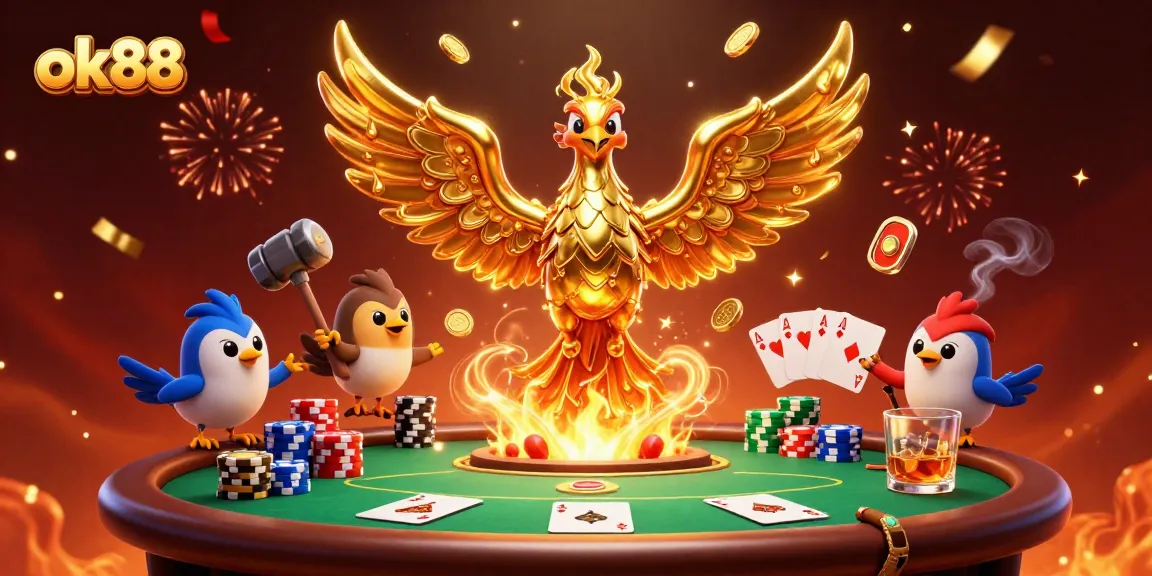 Win big at ok88 with a stunning 3D phoenix rising from the casino forge!