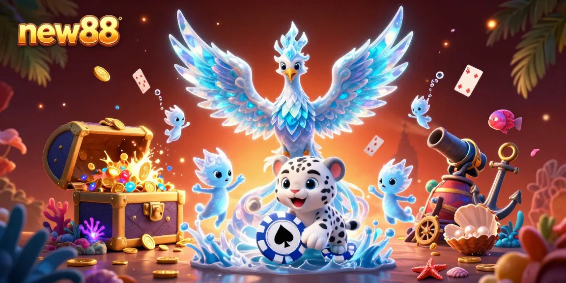 New88 offers thrilling casino experiences with an ice phoenix and lively gaming elements.