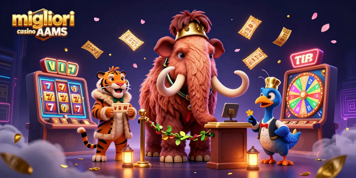 Gioca nei migliori casino non AAMS con un mammut di sicurezza che controlla gli accessi e una tigre VIP con premi scintillanti.