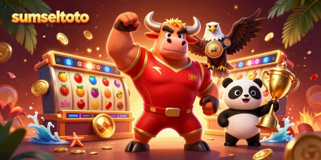 Experience the excitement of sumseltoto with vibrant, high-quality 3D characters celebrating a jackpot win.