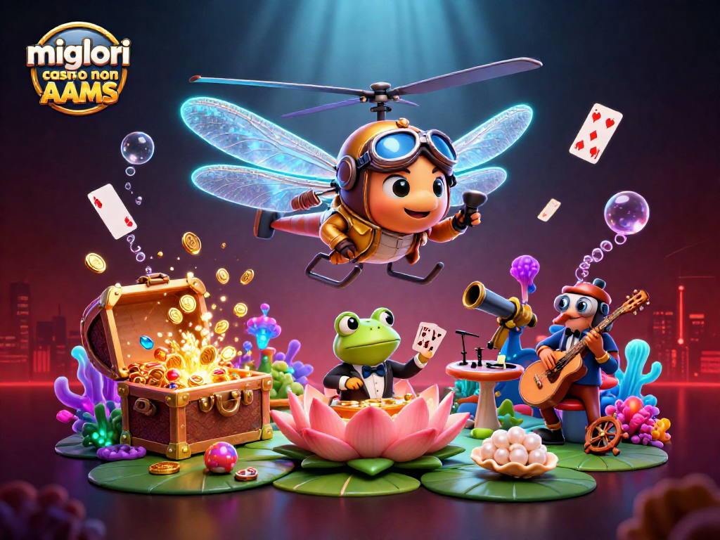 I migliori casino non AAMS offrono giochi emozionanti e croupier esperti in un'illustrazione vivace.