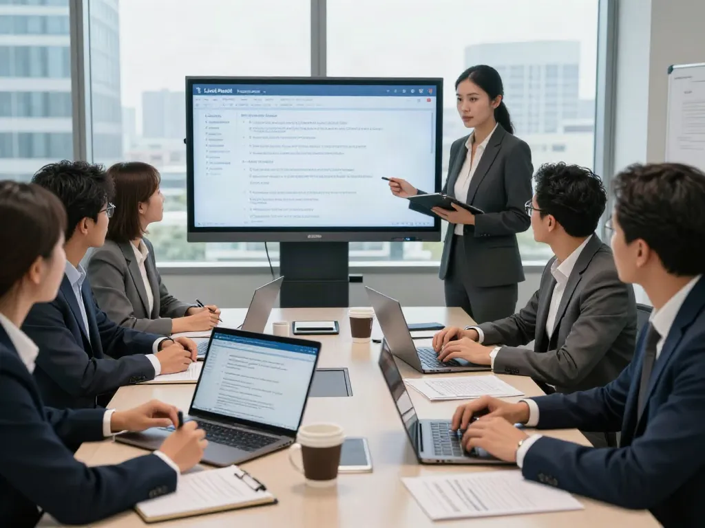 Lead Roedl team collaborating in a modern office setting, showcasing legal advisory expertise.
