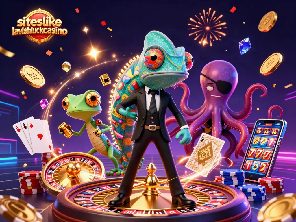 Engage with games at siteslikelavishluckcasino featuring vibrant characters in an exciting casino scene.
