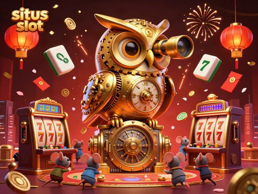 Menangkan jackpot di situs slot dengan gambar berwarna-warni dari karakter kasino dan simbol keberuntungan.