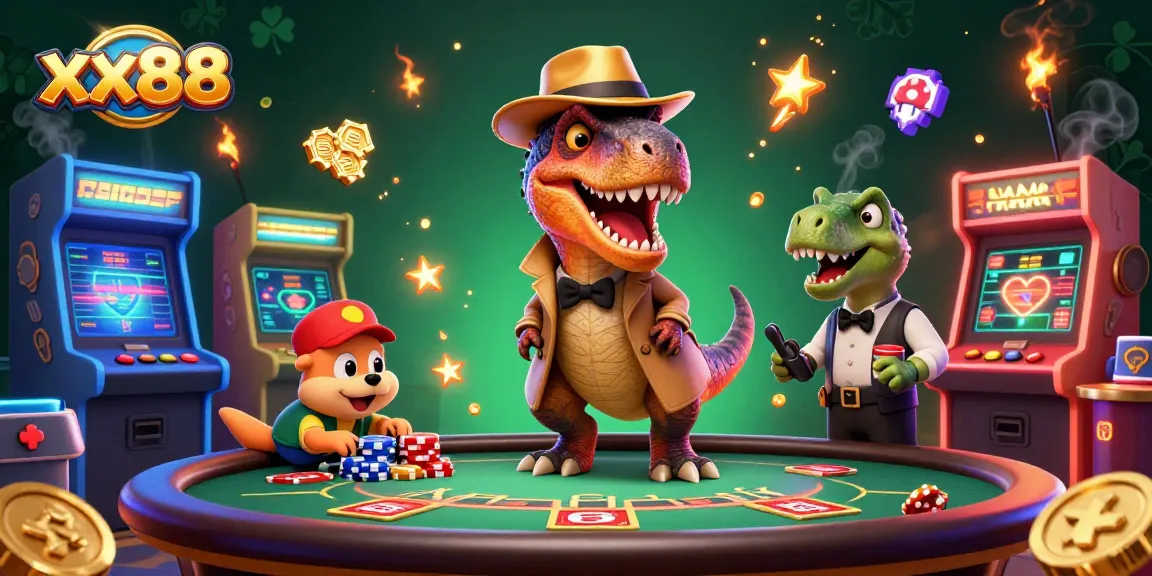 Experience exciting gameplay at xx88 with a velociraptor card counter and a stegosaurus pit boss.
