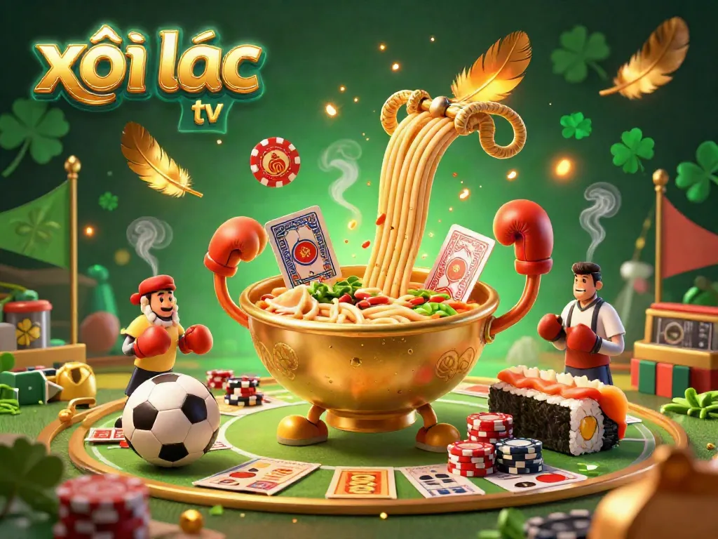 Engaging sports betting illustration for xôi lạc tv featuring animated characters and lively gaming elements.