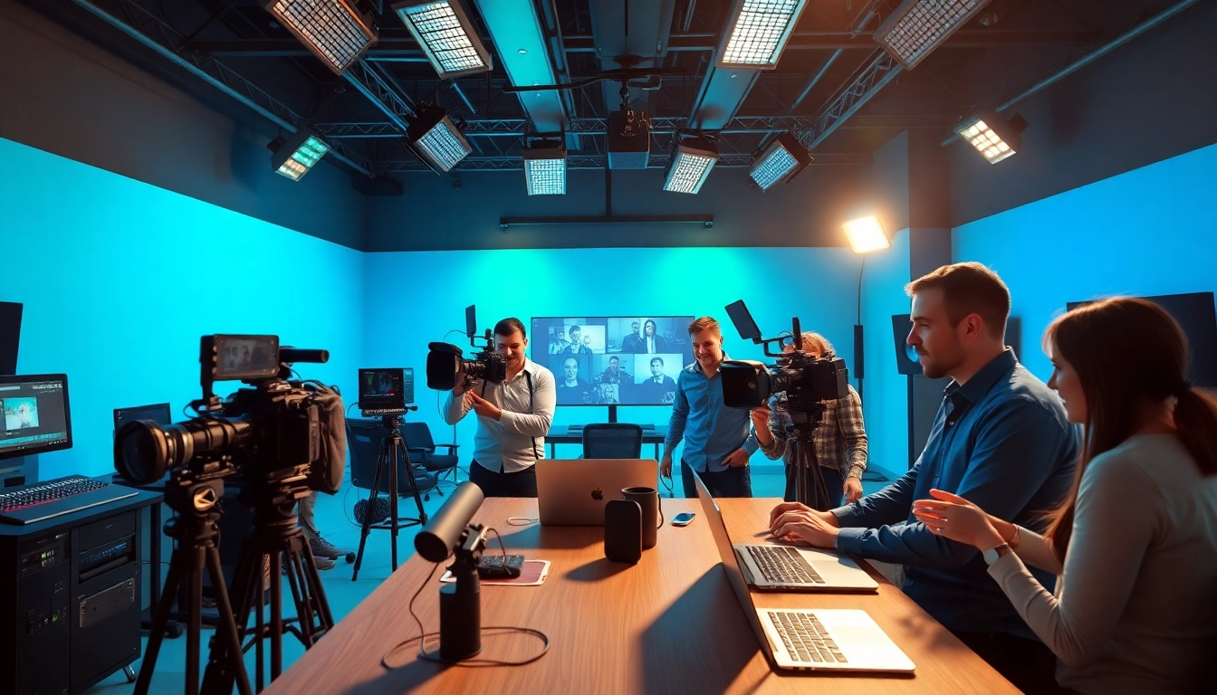 Edmonton production companies showcasing a vibrant video production studio with dynamic equipment.