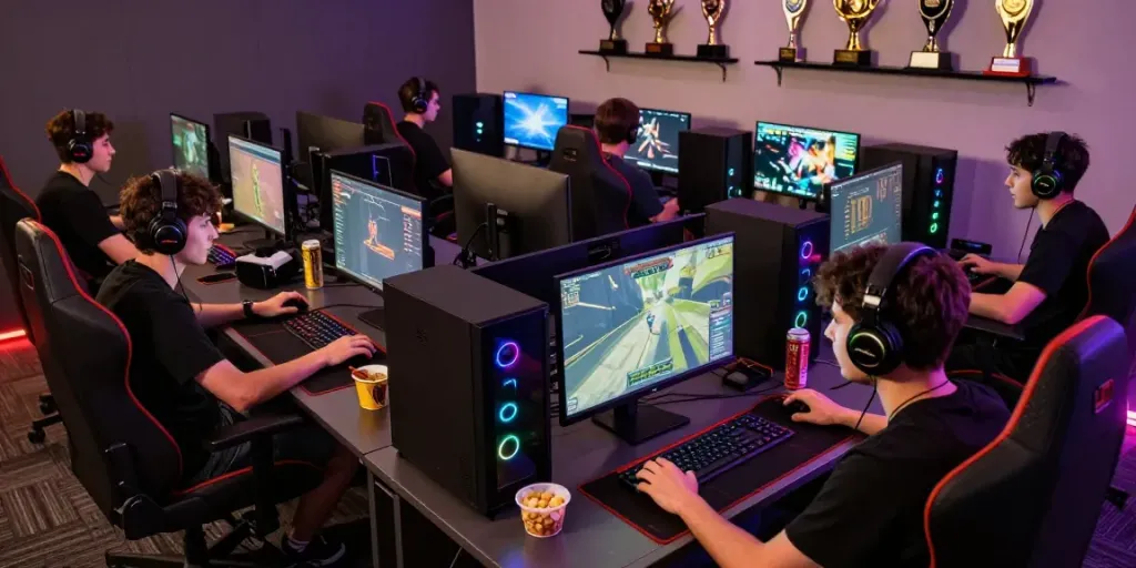 Engaged players enjoying a thrilling gaming experience on the singatoto link platform, showcasing vibrant gaming setups.