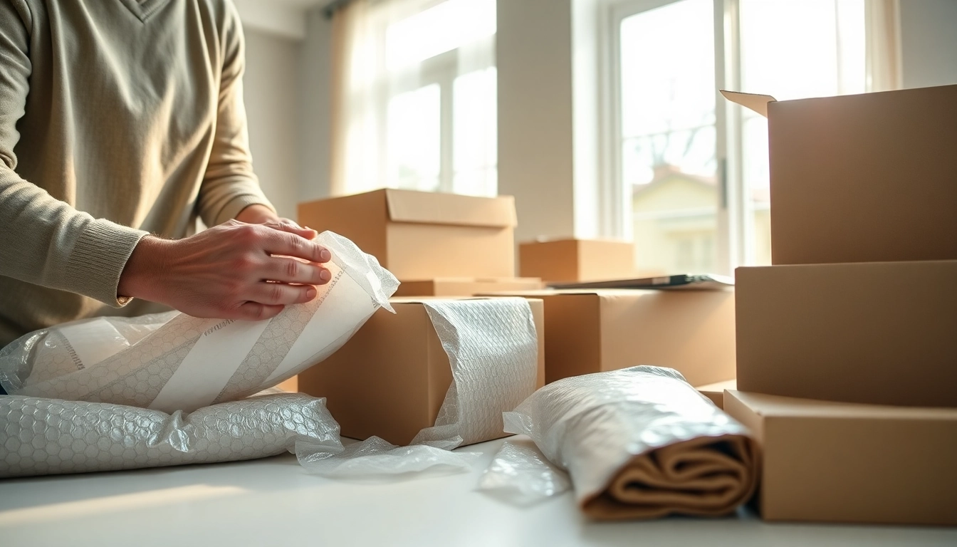 Packing services chattanooga showcasing professional movers carefully wrapping and packing delicate items.