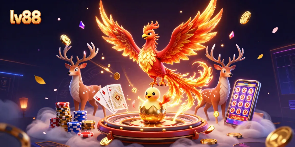 Experience the thrill of winning at lv88 with golden phoenix and vibrant casino elements.
